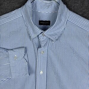 Proper Cloth Shirt Mens Large Slim Blue Stripe Portuguese Seersucker Untucked